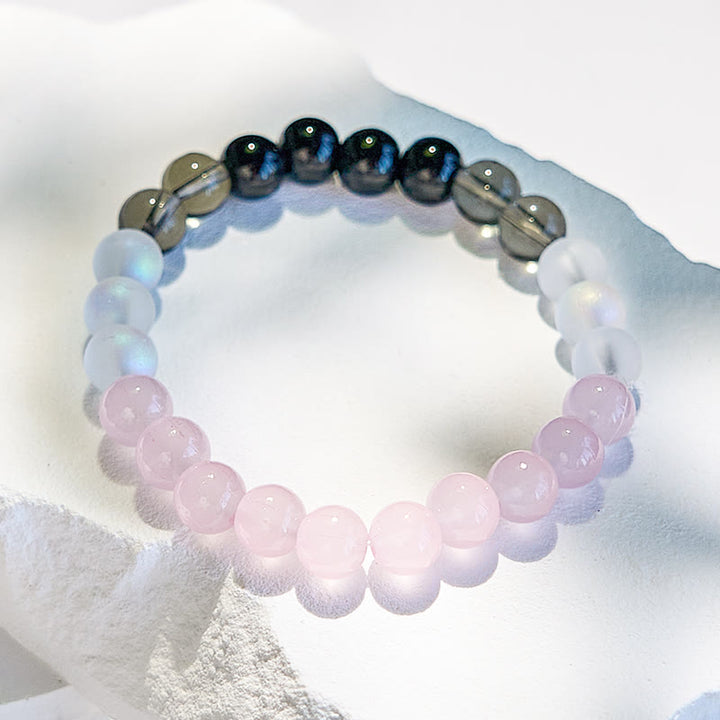 Olivenorma Moonstone Obsidian Rose Quartz Beaded Bracelet - image 4