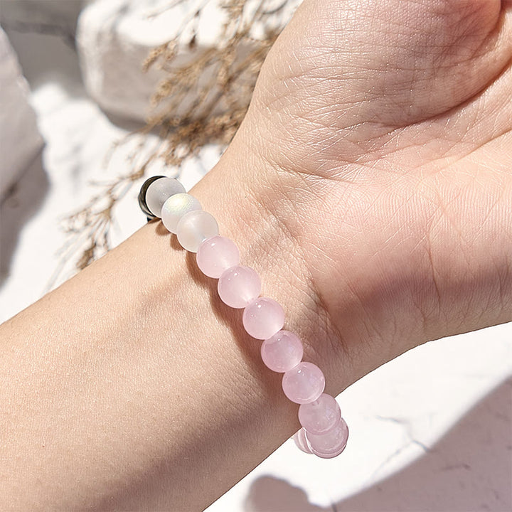 Olivenorma Moonstone Obsidian Rose Quartz Beaded Bracelet - image 2