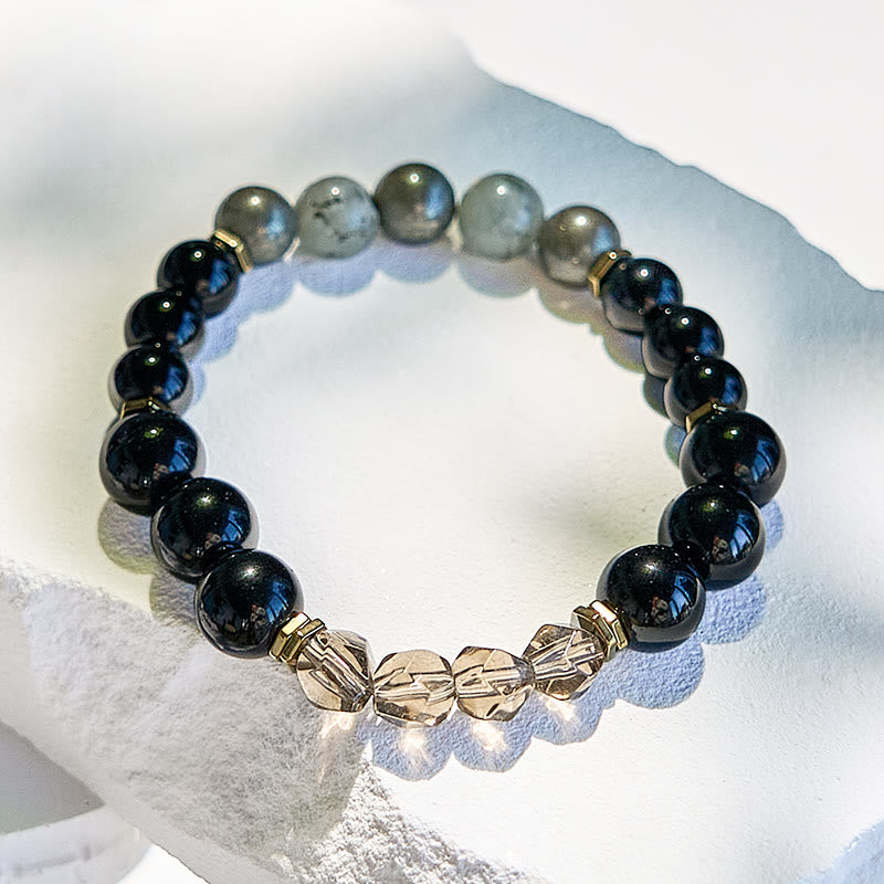 Olivenorma Labradorite Obsidian Smoky Quartz Beaded Bracelet - image 4