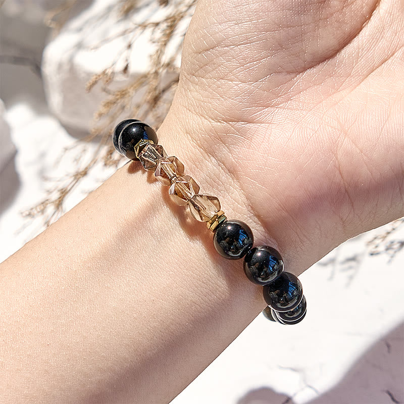 Olivenorma Labradorite Obsidian Smoky Quartz Beaded Bracelet - image 1