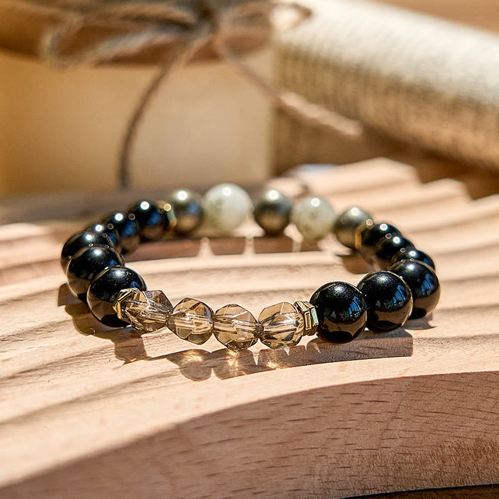Olivenorma Labradorite Obsidian Smoky Quartz Beaded Bracelet - image 2
