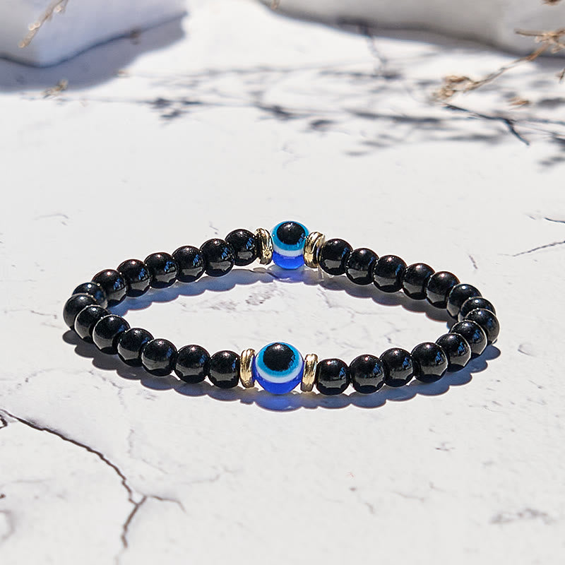Olivenorma Natural Black Onyx Evil Eye Beaded Bracelet - image 4