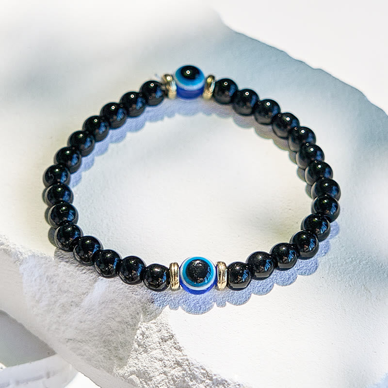 Olivenorma Natural Black Onyx Evil Eye Beaded Bracelet - image 5