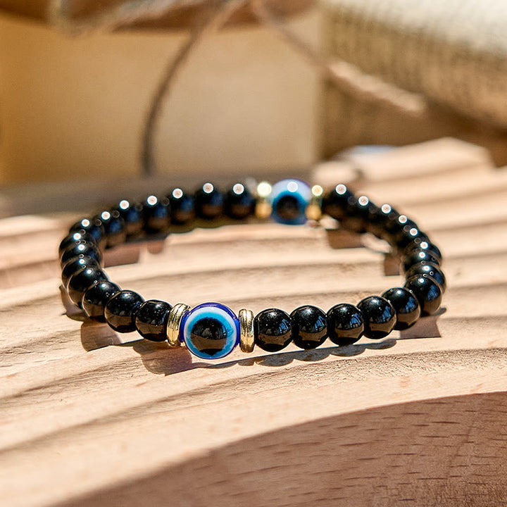 Olivenorma Natural Black Onyx Evil Eye Beaded Bracelet - image 3