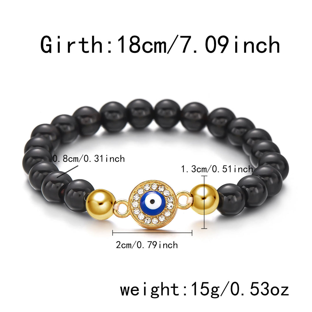 Olivenorma Natural Black Onyx Evil Eye Beaded Bracelet - Black Onyx & Evil Eye #2 - image 7