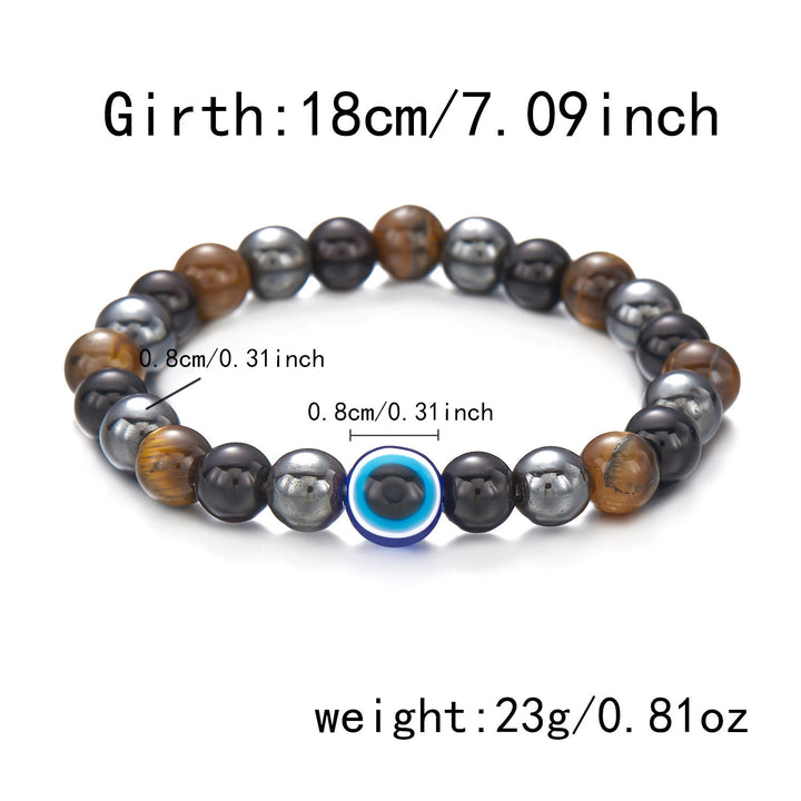 Olivenorma Natural Black Onyx Evil Eye Beaded Bracelet - Black Onyx & Hematite & Tiger Eye - image 8