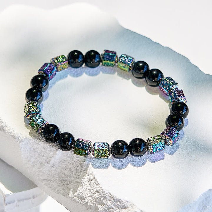 Olivenorma Electroplated Hematite Lava Stone Black Onyx Beaded Bracelet - image 4