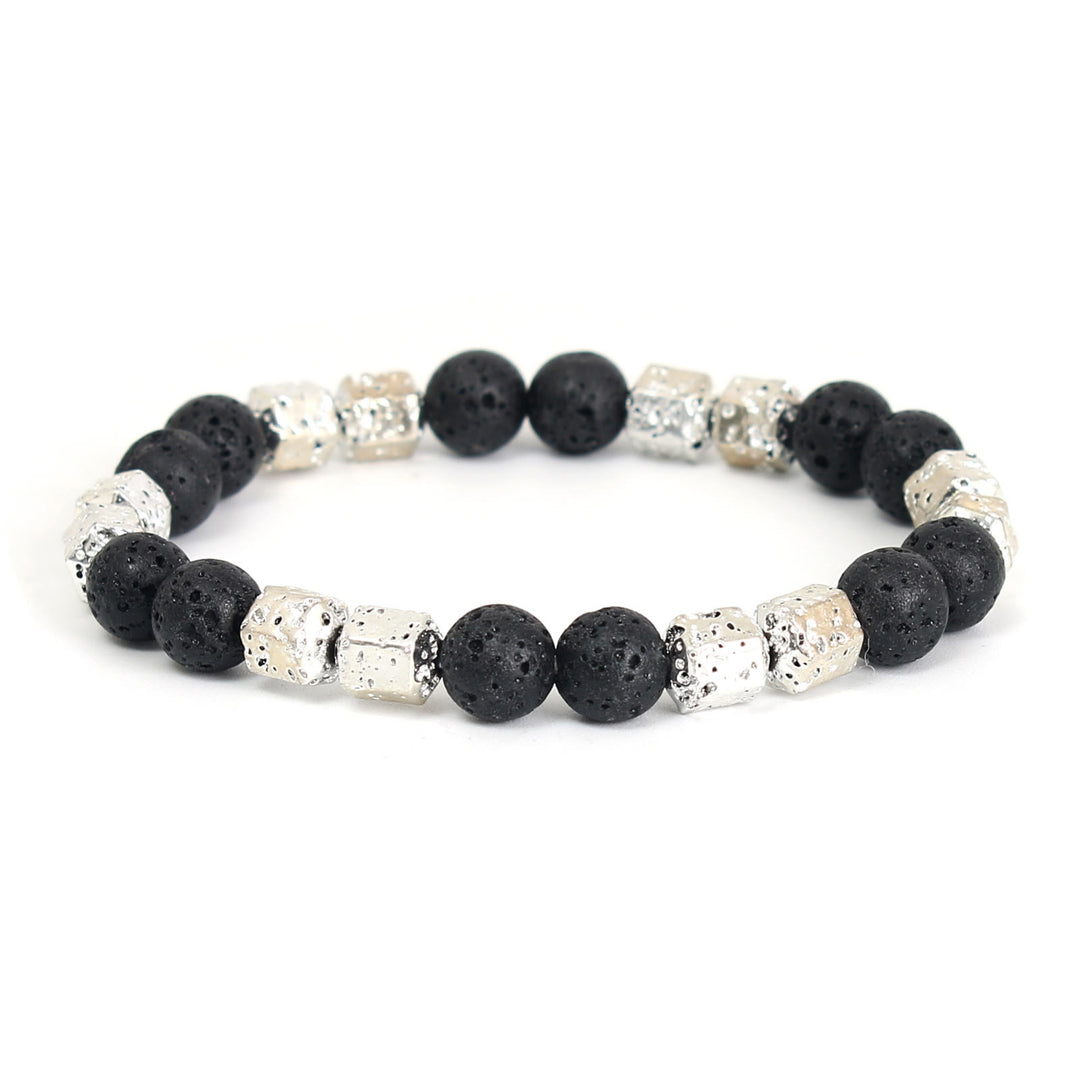 Olivenorma Electroplated Hematite Lava Stone Black Onyx Beaded Bracelet - Lava Stone - White Hematite - image 14
