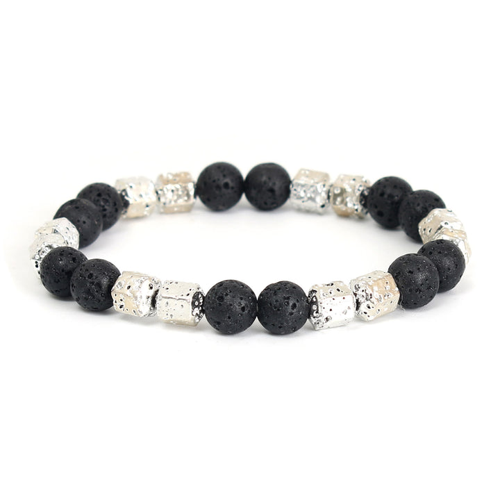 Olivenorma Electroplated Hematite Lava Stone Black Onyx Beaded Bracelet - Lava Stone - White Hematite - image 14