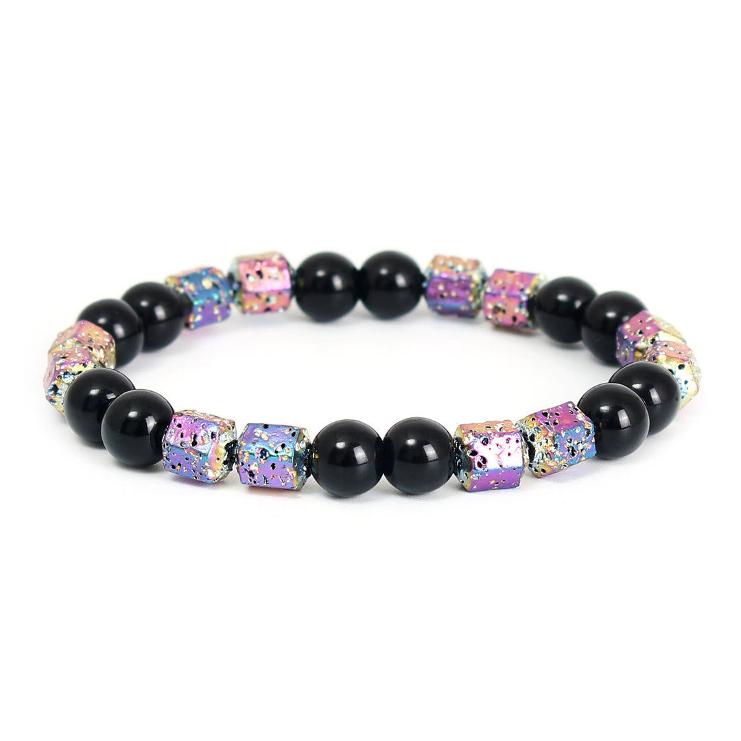Olivenorma Electroplated Hematite Lava Stone Black Onyx Beaded Bracelet - image 5
