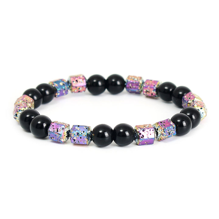 Olivenorma Electroplated Hematite Lava Stone Black Onyx Beaded Bracelet - image 5