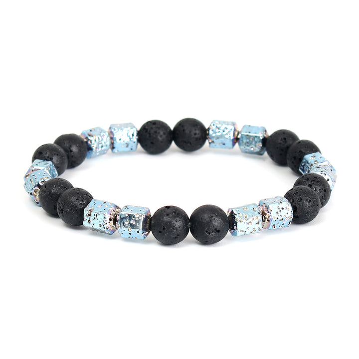 Olivenorma Electroplated Hematite Lava Stone Black Onyx Beaded Bracelet - Lava Stone - Blue Hematite - image 15