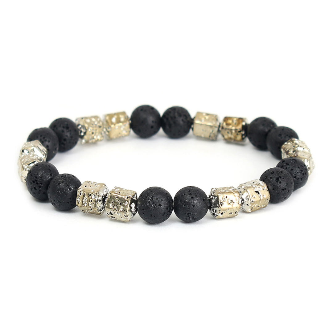 Olivenorma Electroplated Hematite Lava Stone Black Onyx Beaded Bracelet - Lava Stone - Yellow Hematite - image 16