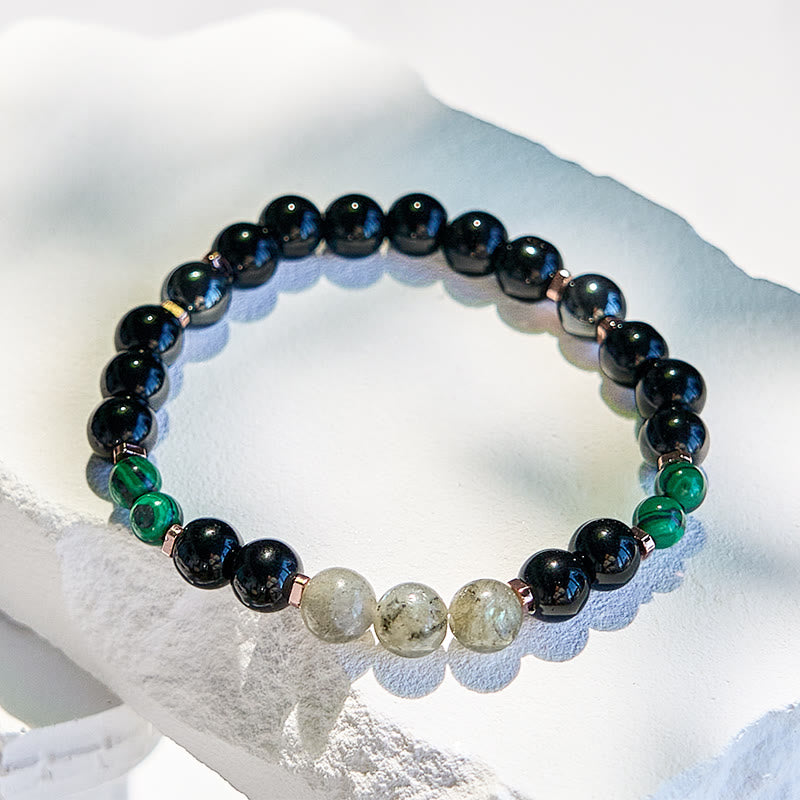 Olivenorma Black Onyx Hematite Labradorite Malachite Beaded Bracelet - image 3