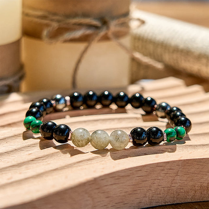 Olivenorma Black Onyx Hematite Labradorite Malachite Beaded Bracelet - image 2