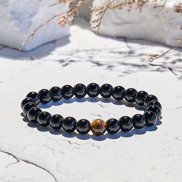 Olivenorma Natural Obsidian Tiger Eye Beaded Bracelet - image 3