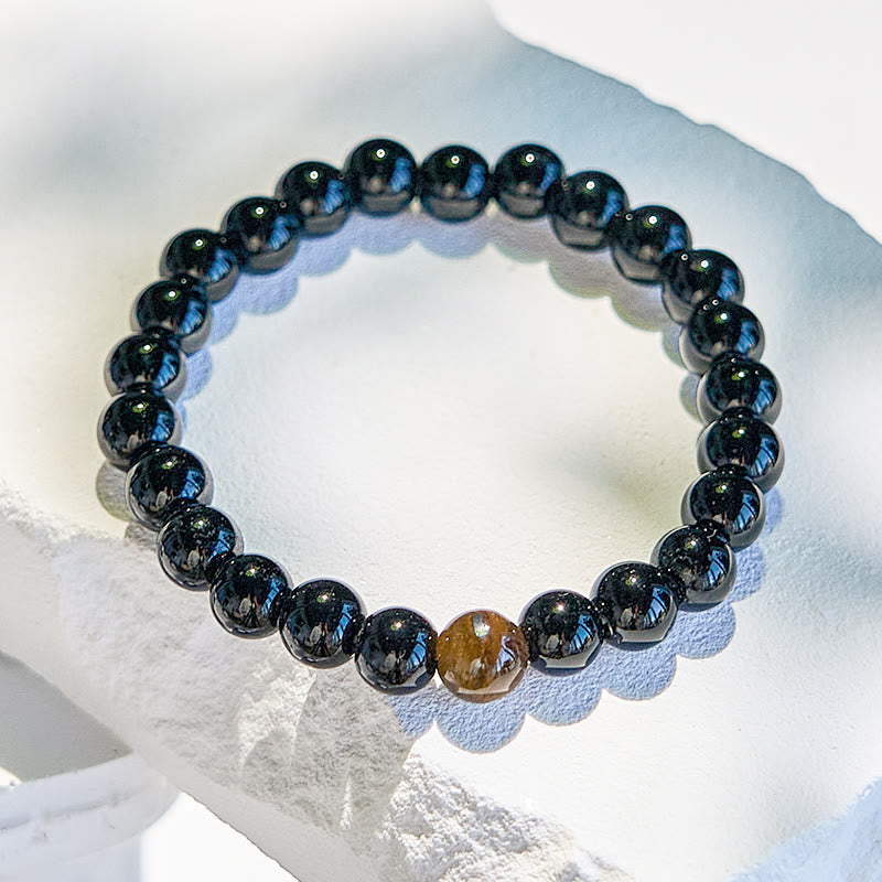 Olivenorma Natural Obsidian Tiger Eye Beaded Bracelet - image 4