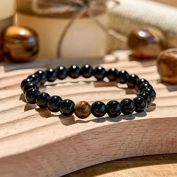 Olivenorma Natural Obsidian Tiger Eye Beaded Bracelet - image 2