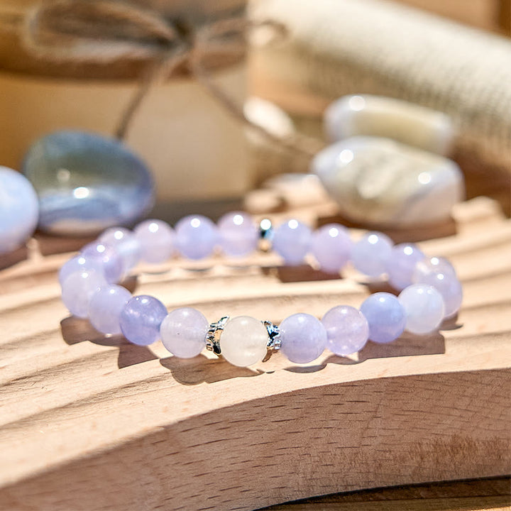 Olivenorma Natural Blue Chalcedony Beaded Bracelet - image 2