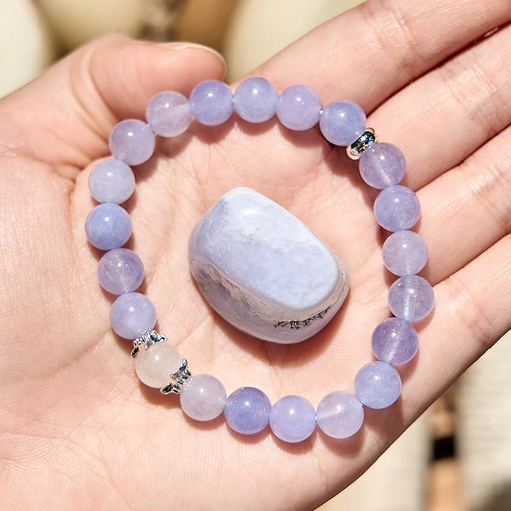 Olivenorma Natural Blue Chalcedony Beaded Bracelet - Blue Chalcedony - image 0
