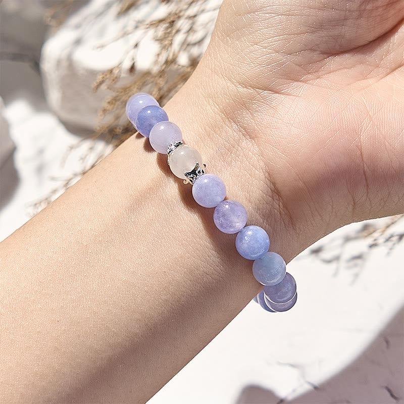 Olivenorma Natural Blue Chalcedony Beaded Bracelet - image 1