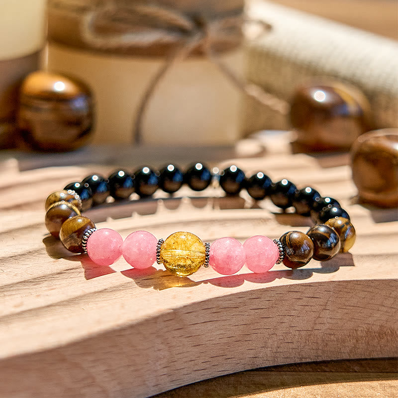 Olivenorma Obsidian Tiger Eye Rhodonite Beaded Bracelet - image 2