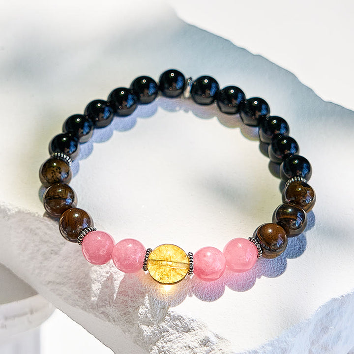 Olivenorma Obsidian Tiger Eye Rhodonite Beaded Bracelet - image 4