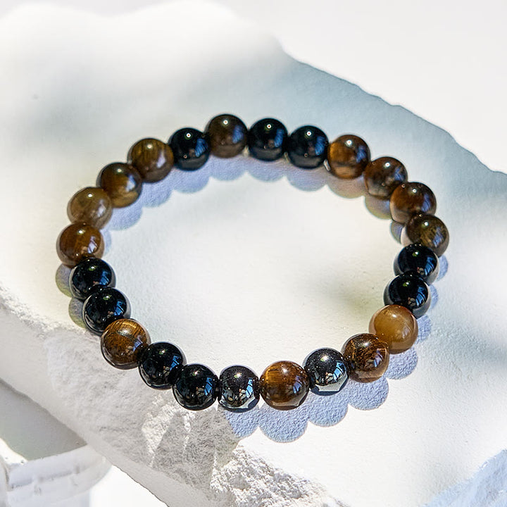Olivenorma 8mm Tiger Eye Obsidian Beaded Bracelet - image 4