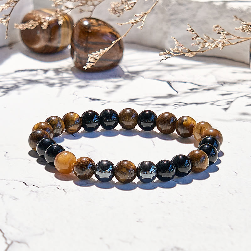 Olivenorma 8mm Tiger Eye Obsidian Beaded Bracelet - image 3