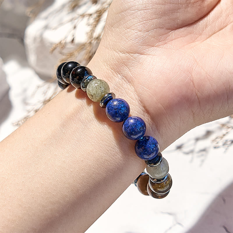 Olivenorma Lapis Lazuli Obsidian Tiger Eye Beaded Bracelet - image 1
