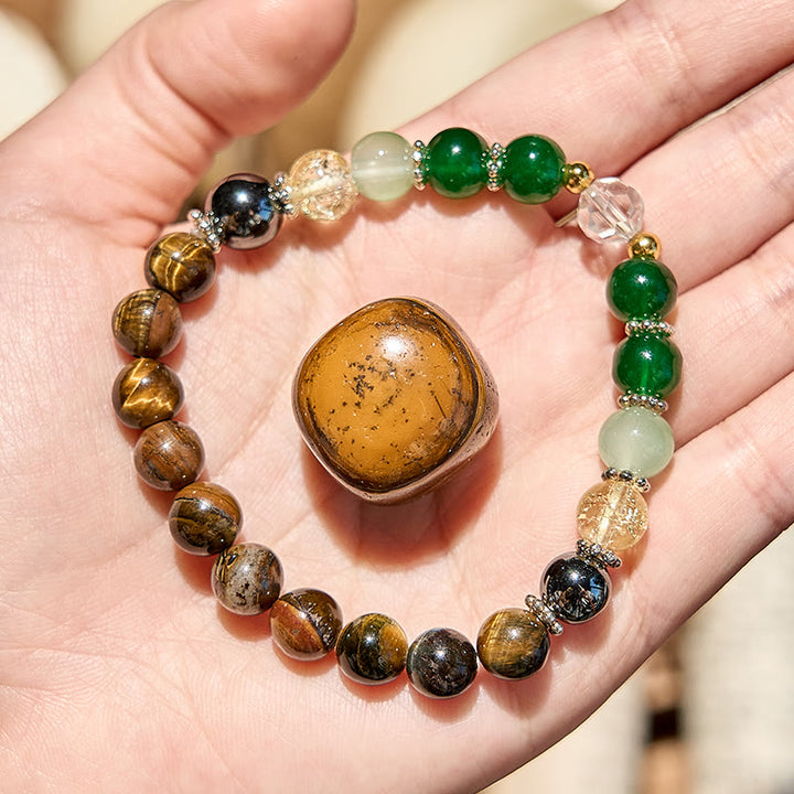Olivenorma Hematite Tiger Eye Peridot Beaded Bracelet - Natural Stone - image 0