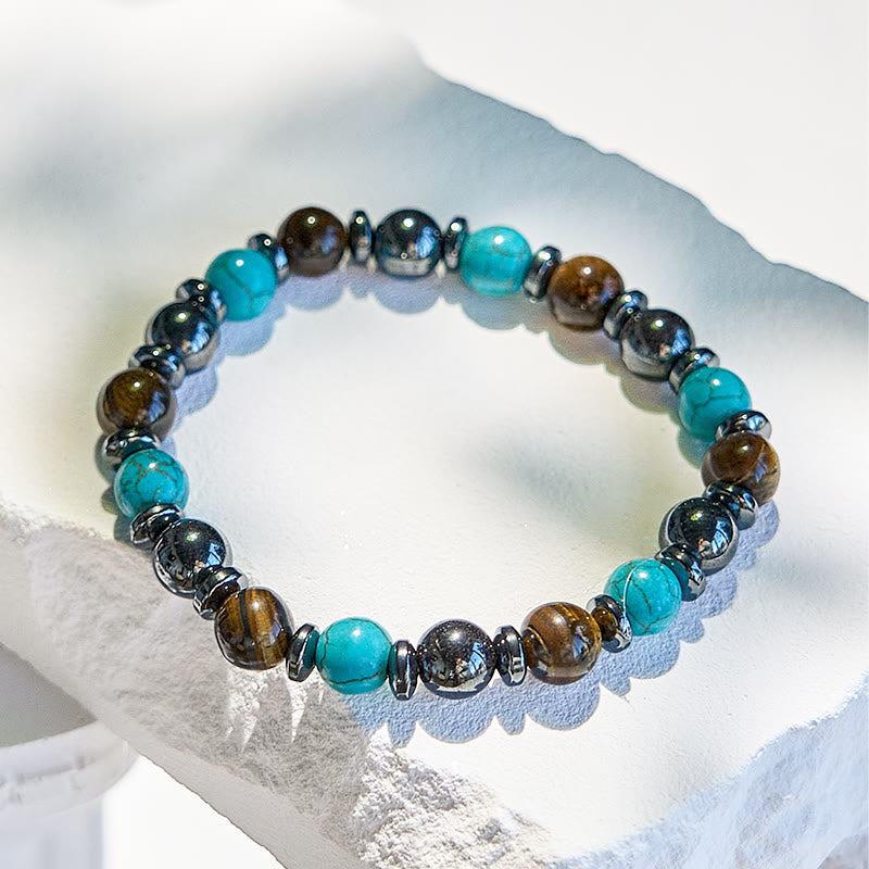 Olivenorma Hematite Tiger Eye Turquoise Beaded Bracelet - image 3