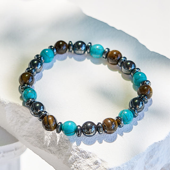 Olivenorma Hematite Tiger Eye Turquoise Beaded Bracelet - image 3