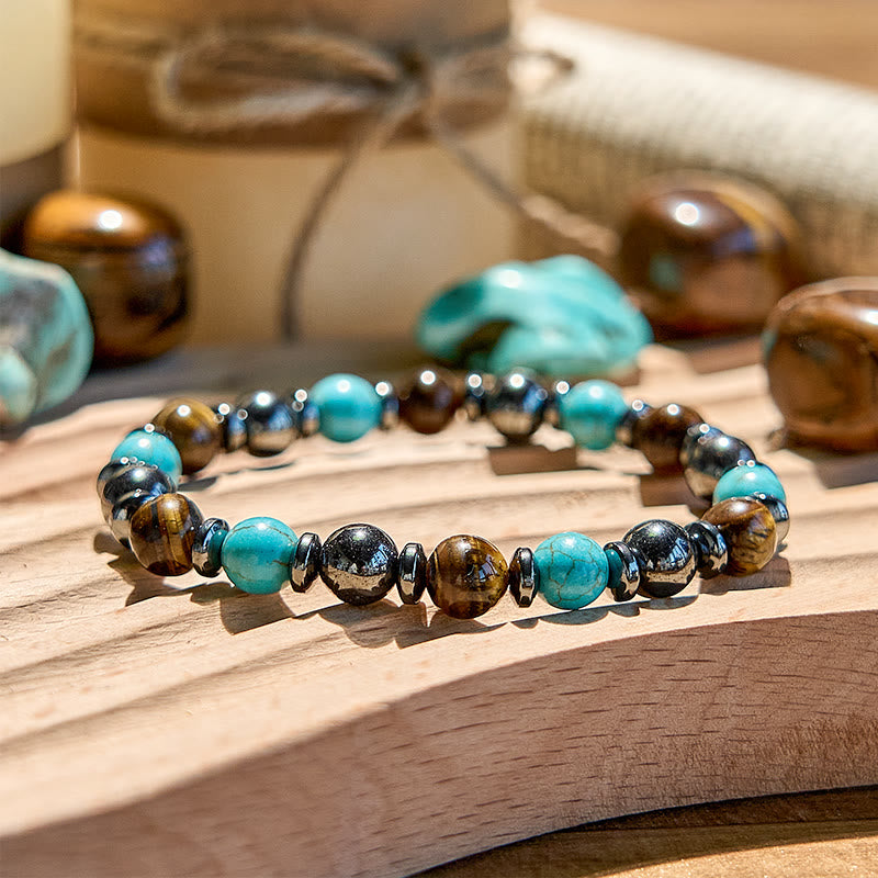 Olivenorma Hematite Tiger Eye Turquoise Beaded Bracelet - image 2