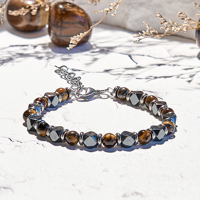 Olivenorma Diamond Hematite Tiger Eye Beaded Bracelet - image 3