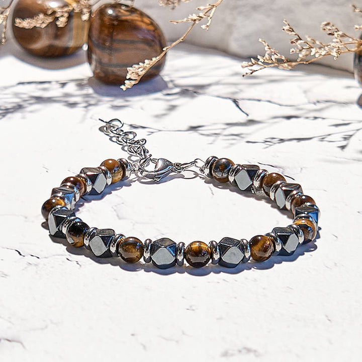 Olivenorma Diamond Hematite Tiger Eye Beaded Bracelet - image 3