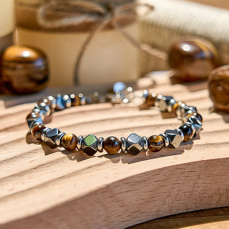 Olivenorma Diamond Hematite Tiger Eye Beaded Bracelet - image 2