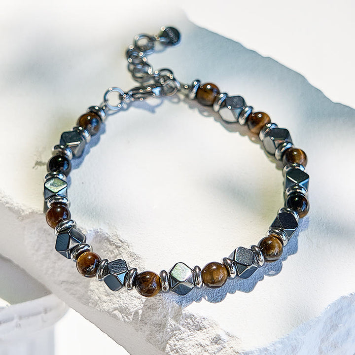 Olivenorma Diamond Hematite Tiger Eye Beaded Bracelet - image 4