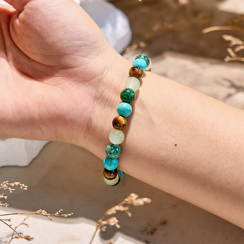 Olivenorma Tiger Eye African Turquoise Peridot Beaded Bracelet - image 1