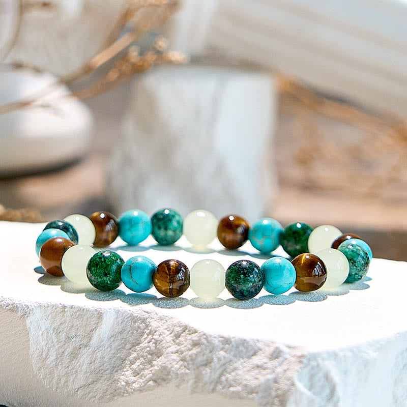 Olivenorma Tiger Eye African Turquoise Peridot Beaded Bracelet - image 2