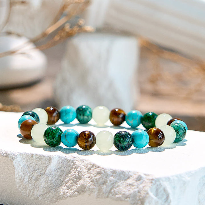 Olivenorma Tiger Eye African Turquoise Peridot Beaded Bracelet - image 2