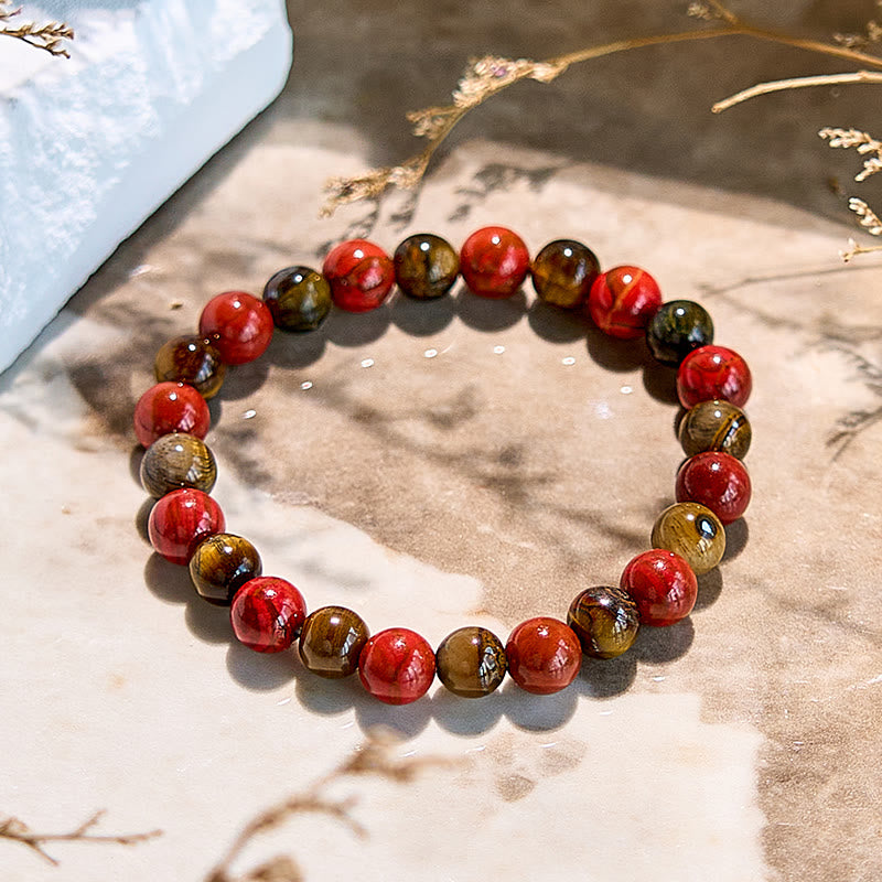 Olivenorma Natural Red Jasper Tiger Eye Beaded Bracelet - image 3