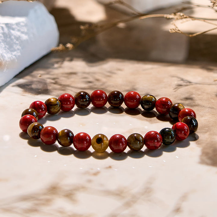 Olivenorma Natural Red Jasper Tiger Eye Beaded Bracelet - image 2