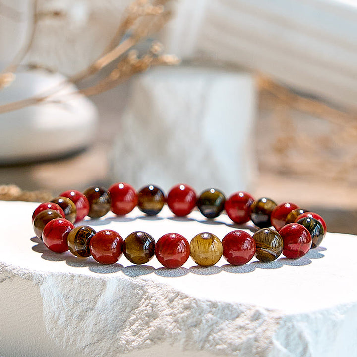 Olivenorma Natural Red Jasper Tiger Eye Beaded Bracelet - image 4