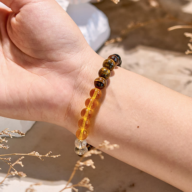 Olivenorma Tiger Eye Citrine Smoky Quartz Beaded Bracelet - image 1
