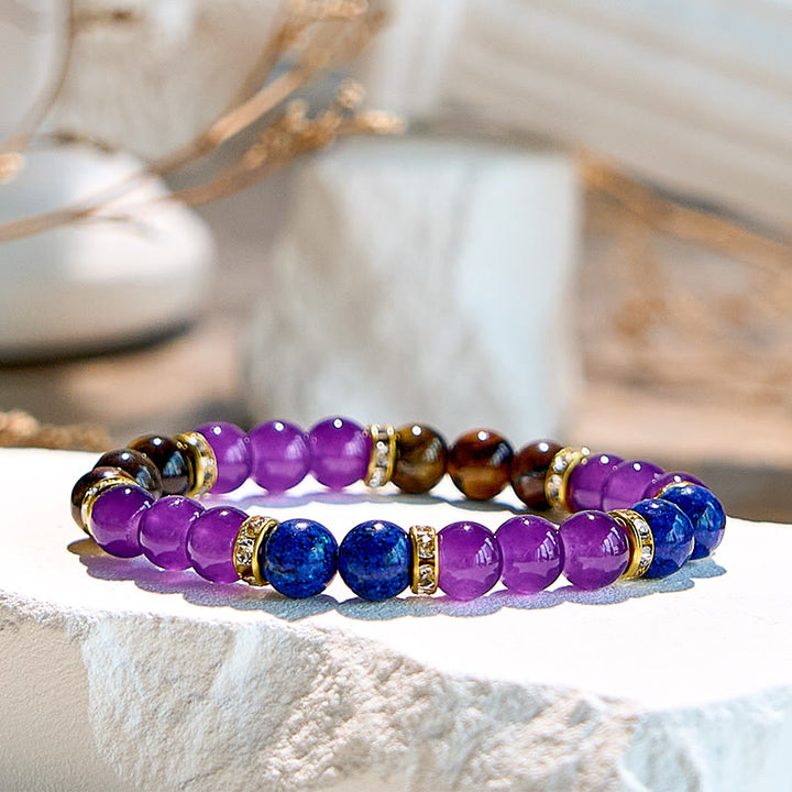 Olivenorma Amethyst Tiger Eye Lapis Lazuli Beaded Bracelet - image 4