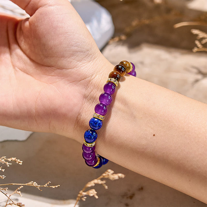 Olivenorma Amethyst Tiger Eye Lapis Lazuli Beaded Bracelet - image 1