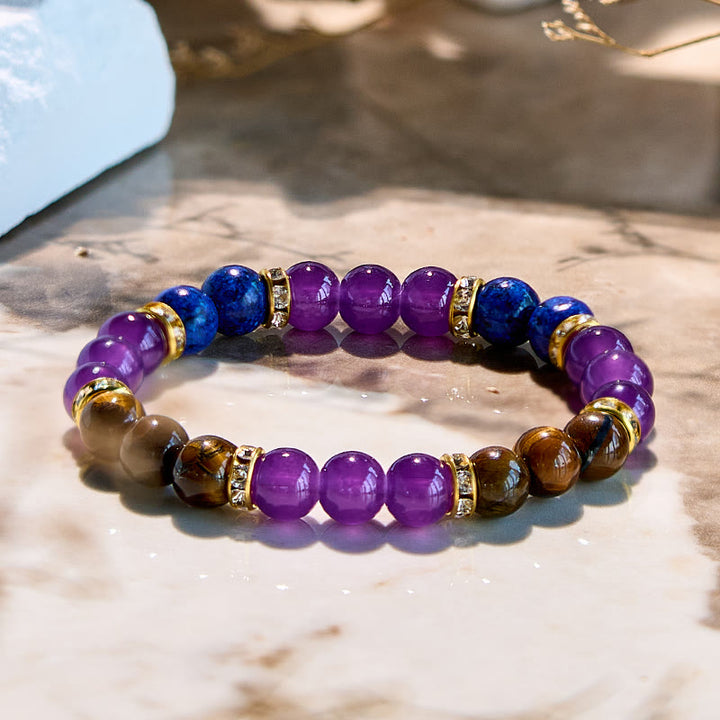 Olivenorma Amethyst Tiger Eye Lapis Lazuli Beaded Bracelet - image 2