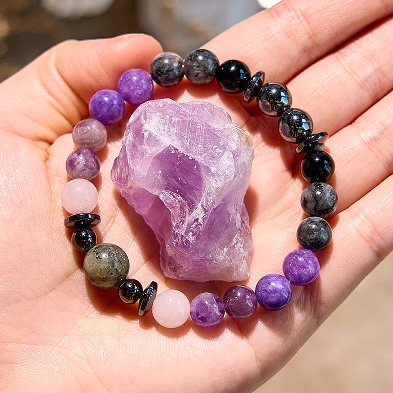 Olivenorma Natural Charoite Hematite Obsidian Beaded Bracelet - Natural Stone - image 0
