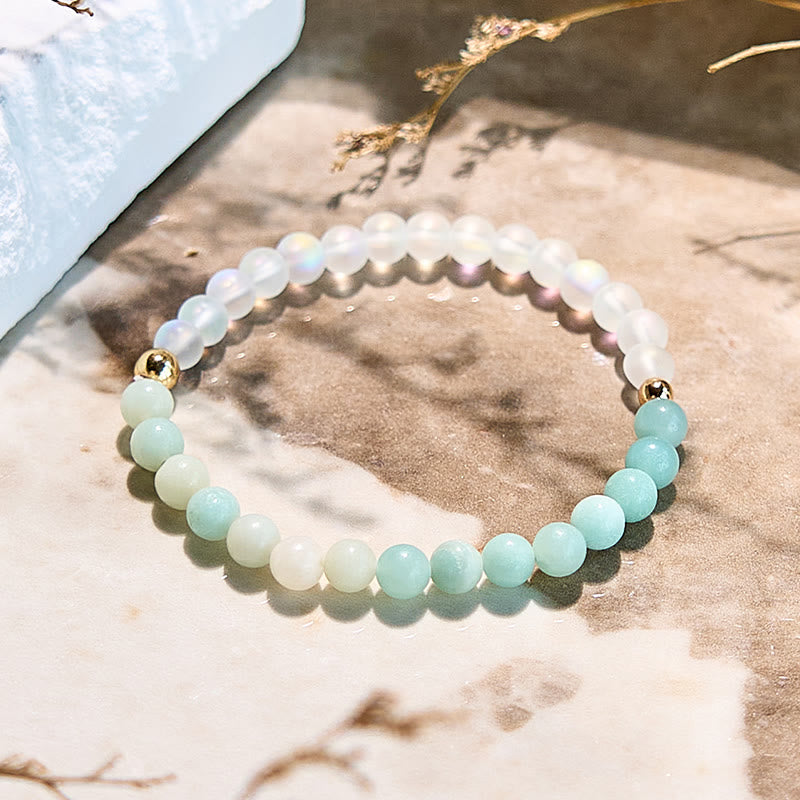 Olivenorma Natural Amazonite Moonstone Beaded Bracelet - image 2